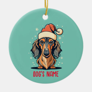 Dackel mit langer Haare Hund Personalisiert Orname Keramik Ornament
