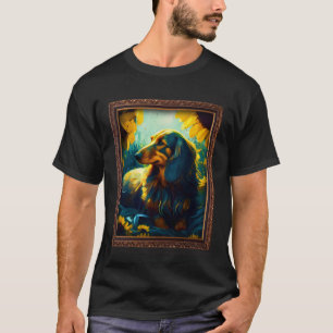 Dackel mit langhaariger Dackel Malerei Sonnenblume T-Shirt