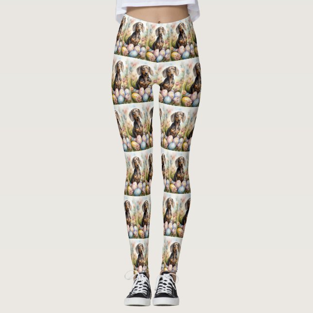 Dackel mit Ostereiern Leggings (Vorderseite)