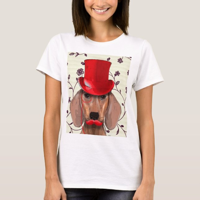 Dackel mit Red Top Hat (Vorderseite)