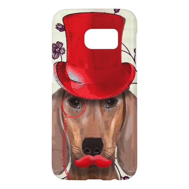 Dackel mit Red Top Hat Case-Mate Samsung Galaxy Hülle (Rückseite)