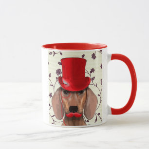Dackel mit Red Top Hat Tasse
