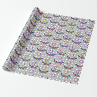 Dackel mit Regenbogen mit Blume Geschenkpapier