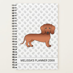 Dackel mit rotem, glattem Coat Cartoon Dog & Text Planer