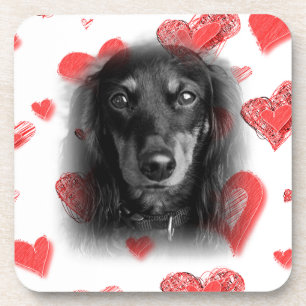 Dackel mit Rotem Herzen Getränkeuntersetzer
