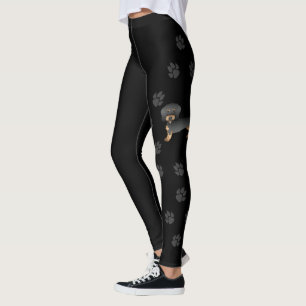 Dackel mit schwarzen und gelbeinten Fässeln Leggings
