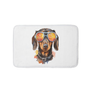 Dackel mit Sonnenbrille Badematte
