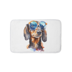 Dackel mit Sonnenbrille Badematte