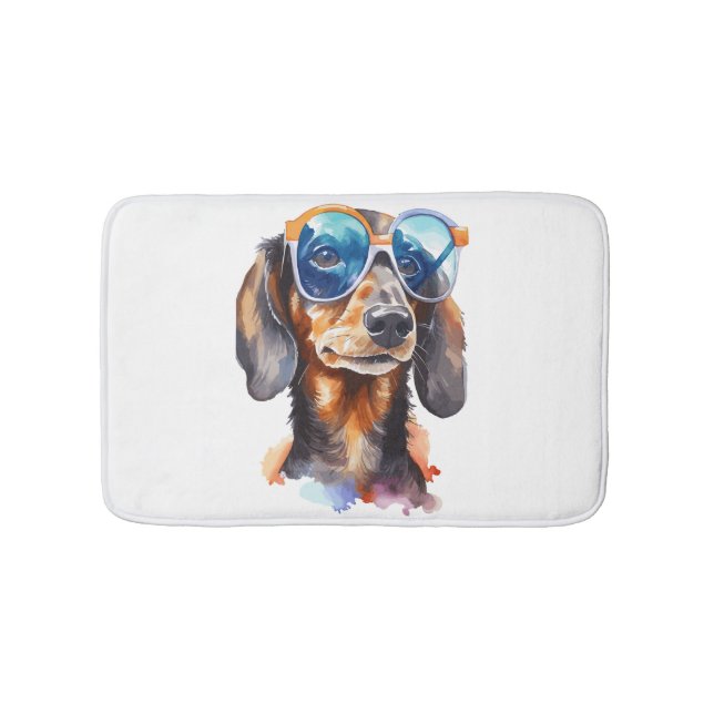 Dackel mit Sonnenbrille Badematte (Vorderseite)