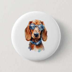 Dackel mit Sonnenbrille Button