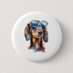 Dackel mit Sonnenbrille Button