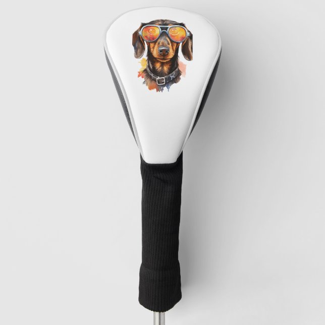 Dackel mit Sonnenbrille Golf Headcover (Vorderseite)