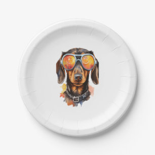 Dackel mit Sonnenbrille Pappteller