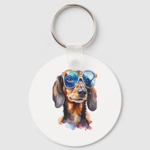 Dackel mit Sonnenbrille Schlüsselanhänger