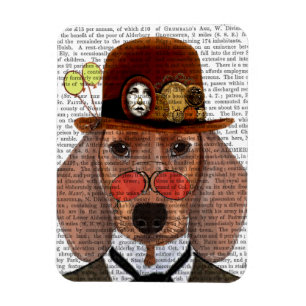 Dackel mit Steampunk Bowler Hat Magnet