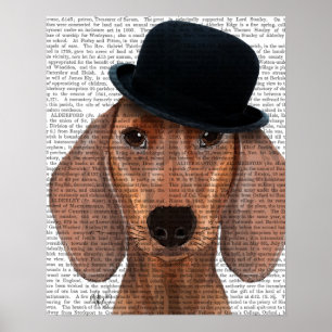 Dackel mit Steampunk Bowler Hat Poster