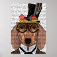 Dackel mit Top Hat und Goggles