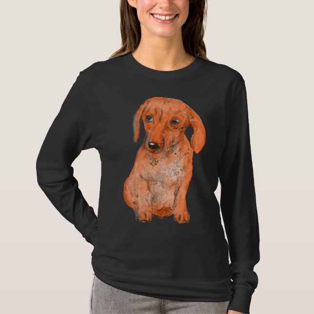 Dackel mit Wasserfarbe Dackel Dachs T-Shirt (Vorderseite)