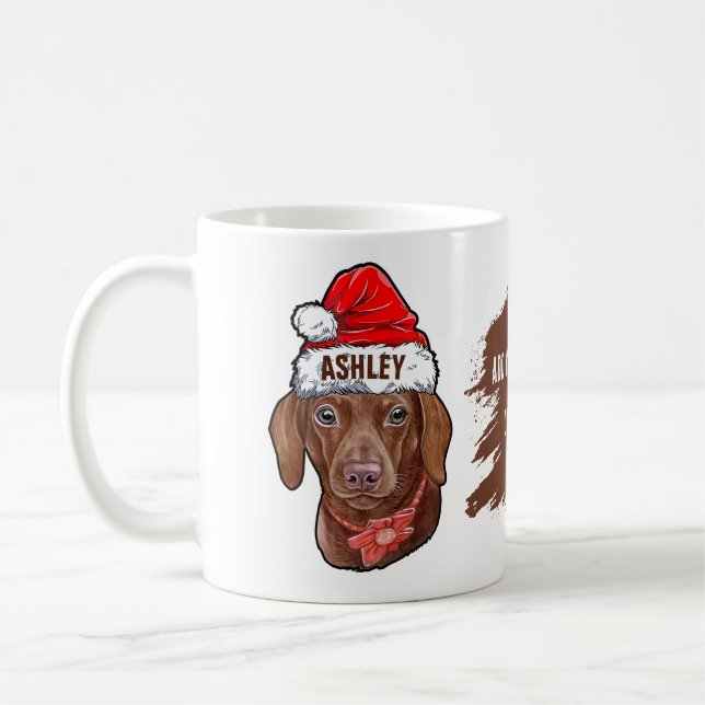 Dackel mit Weihnachts-Hunde-Tasse Kaffeetasse (Links)