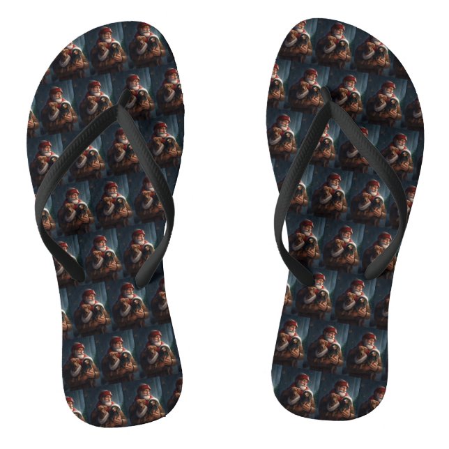 Dackel mit Weihnachtsfeiertag Flip Flops (Fußbett)