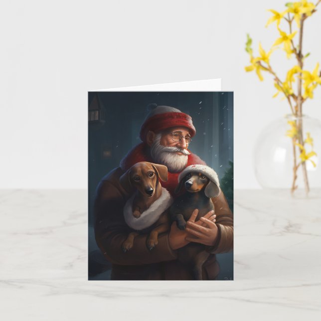 Dackel mit Weihnachtsfeiertag Karte (Gelbe Blume)