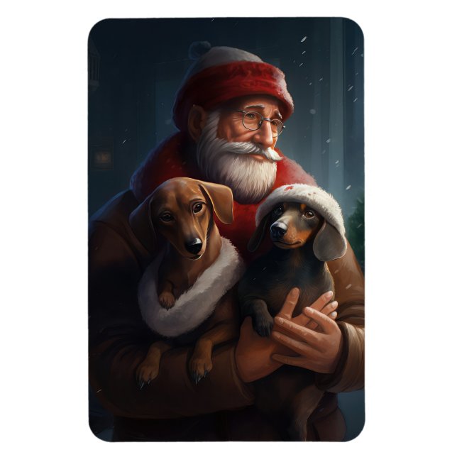 Dackel mit Weihnachtsfeiertag Magnet (Vertikal)