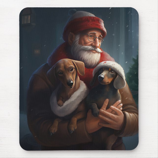 Dackel mit Weihnachtsfeiertag Mousepad (Vorne)