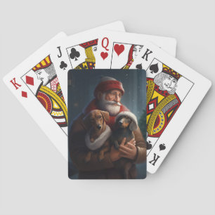 Dackel mit Weihnachtsfeiertag Spielkarten