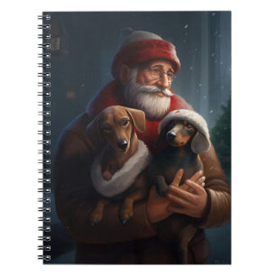 Dackel mit Weihnachtsmann Festliche Weihnachten Notizblock
