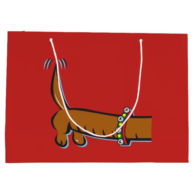 Dackel mit Weihnachtsmann Große Geschenktüte (Rückseite)