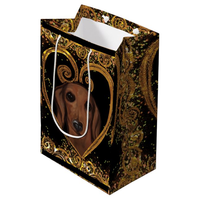 DACKEL MITTLERE GESCHENKTÜTE (Vorderseite Schrägansicht)