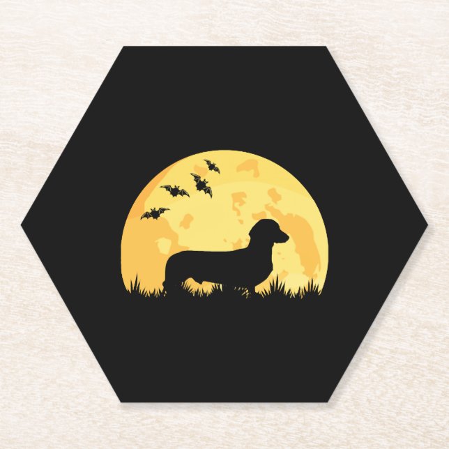 Dackel Moon Halloween Dackel Liebhaber Untersetzer (Vorderseite)