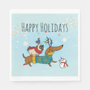 Dackel, Mops & Bird Holiday Paper Napkin Serviette