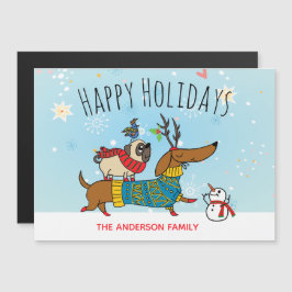 Dackel, Mops und Vogelmagnetkarte Magnetkarte