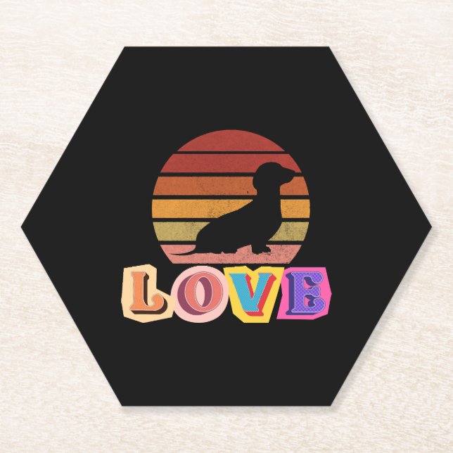 Dackel Motiv Liebe Retro Design Untersetzer (Vorderseite)