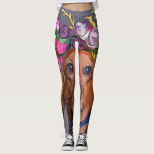 Dackel Naher Anstieg der Dackel mit Blume Leggings