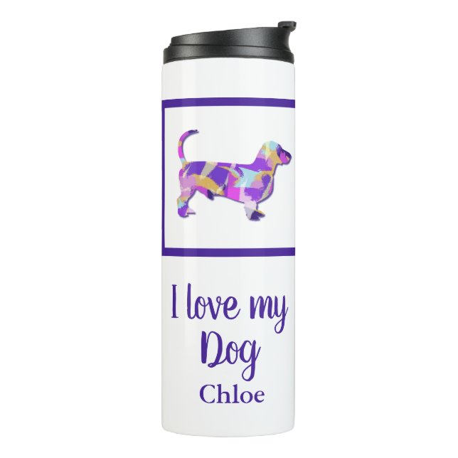 Dackel Niedlich Hunde Silhouette PurplePY&B Thermosbecher (Nach links gedreht)