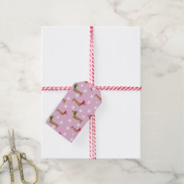 Dackel Niedlich Pink Weihnachten Schneeflocken Ges Geschenkanhänger