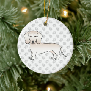 Dackel Niedlicher Cartoon Dog glatter Creme Keramik Ornament