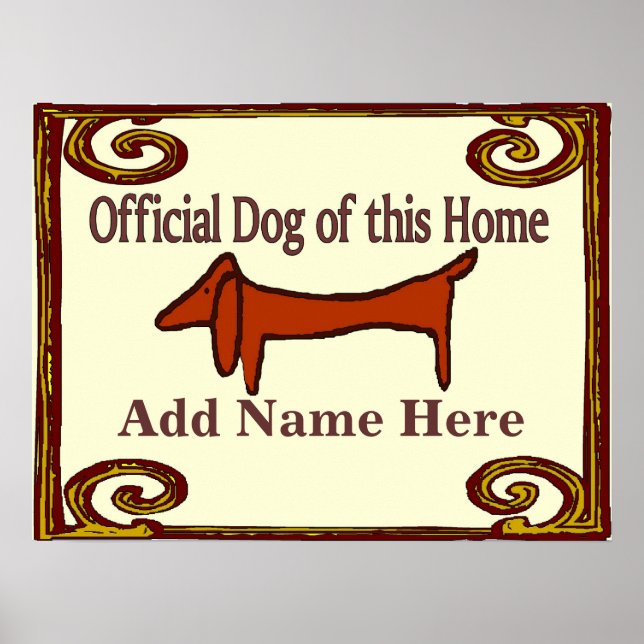 Dackel Offiziell Hundeschrift Poster (Vorne)