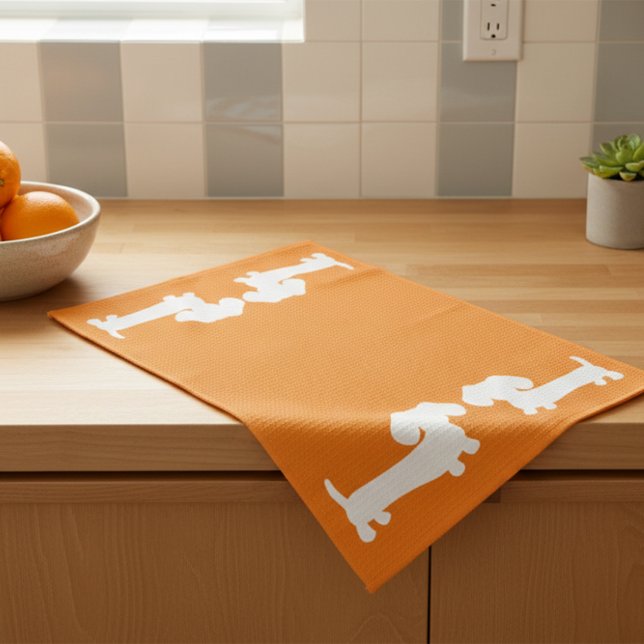 Dackel Orangefarbenes Handtuch für Dackel Hunde Li (Orange dachshund dish towel)