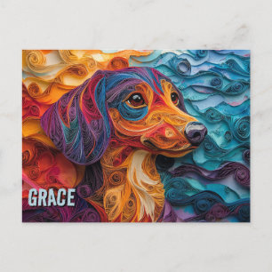 Dackel Paper Quilling Art Dog Portrait Postkarte