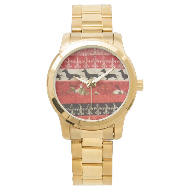 Dackel Parade Armbanduhr (Vorderseite)