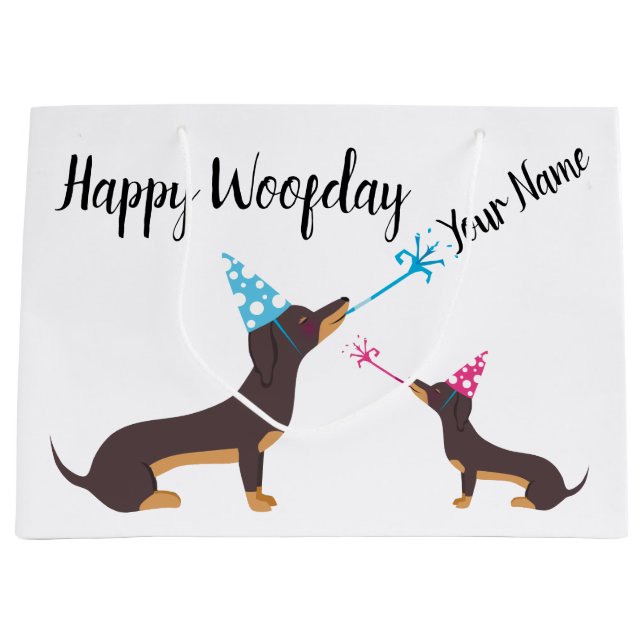 Dackel-Party Große Geschenktüte (Vorderseite)