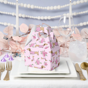 Dackel & Peonies Blumenrosa Hochzeit Geschenkschachtel