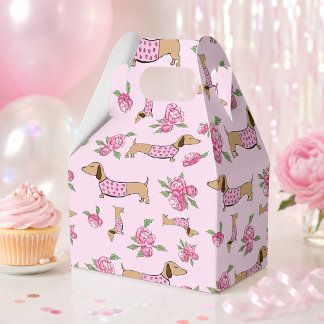 Dackel & Peonies Blumenrosa Hochzeit Geschenkschachtel