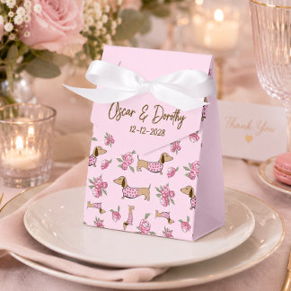 Dackel & Peonies Custom Floral Pink Wedding Geschenkschachtel