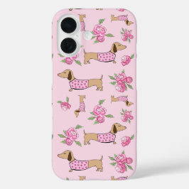 Dackel + Peonys Blumenkohl Dackel Handy Fall iPhone 16 Hülle