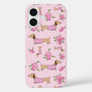 Dackel + Peonys Blumenkohl Dackel Handy Fall iPhone 16 Hülle