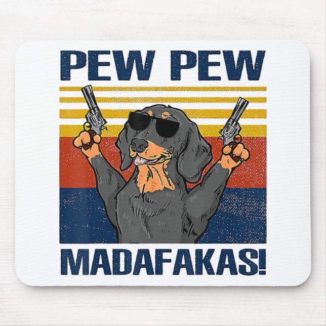 Dackel Pew Pew Vintag Mousepad (Vorne)